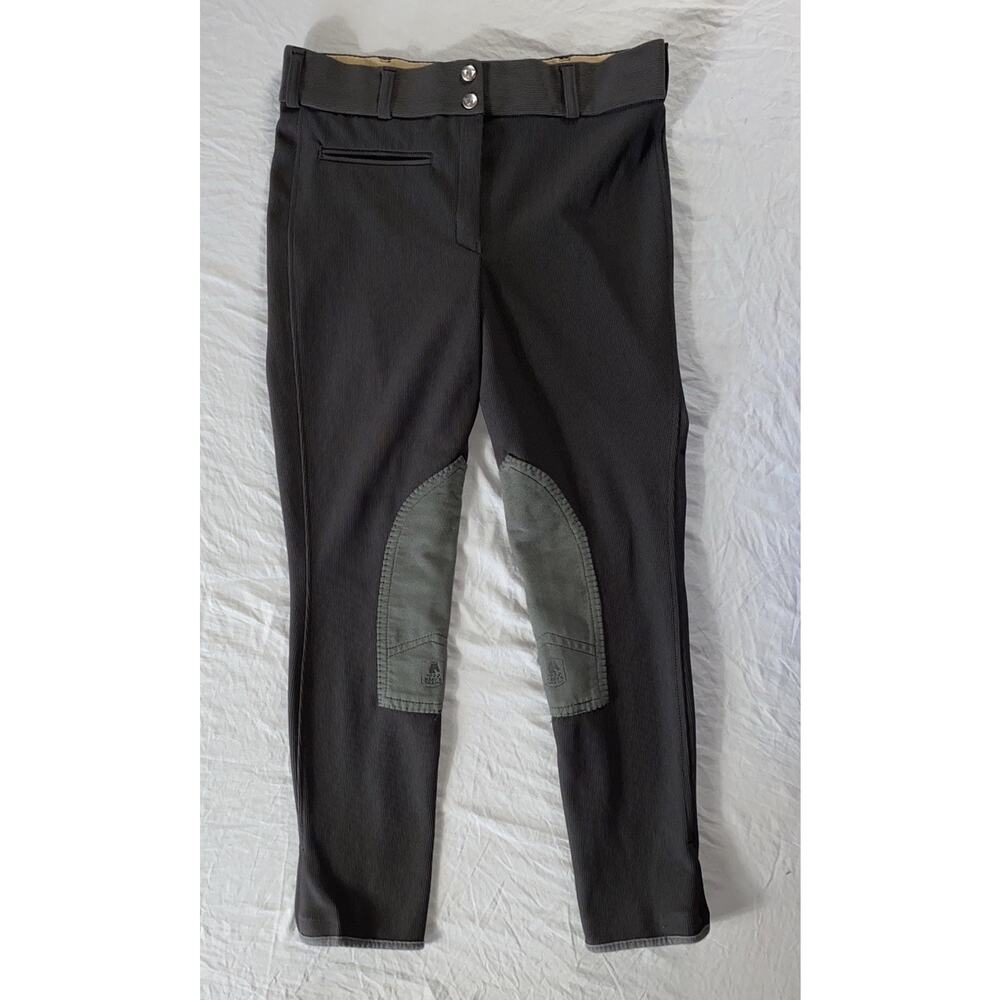 Mary's Tack & Feed Andex Texture Striped Equestrian Breeches in Charcoal. 30 GUC
